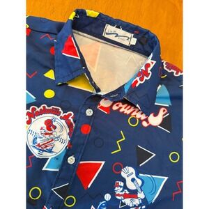 Nashville Sounds Baseball BWM Global Navy Geometric Button Up Shirt Mens Medium